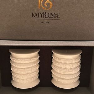 Katy Briscoe Home Bone China White Bisque Salt & Pepper Shakers 2.5” New In Box